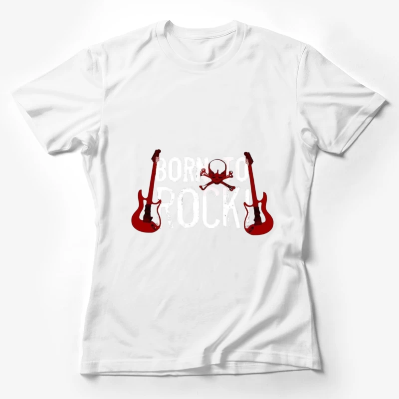 Rock Music Design Featuring Guitars and Skull Female T-Shirt