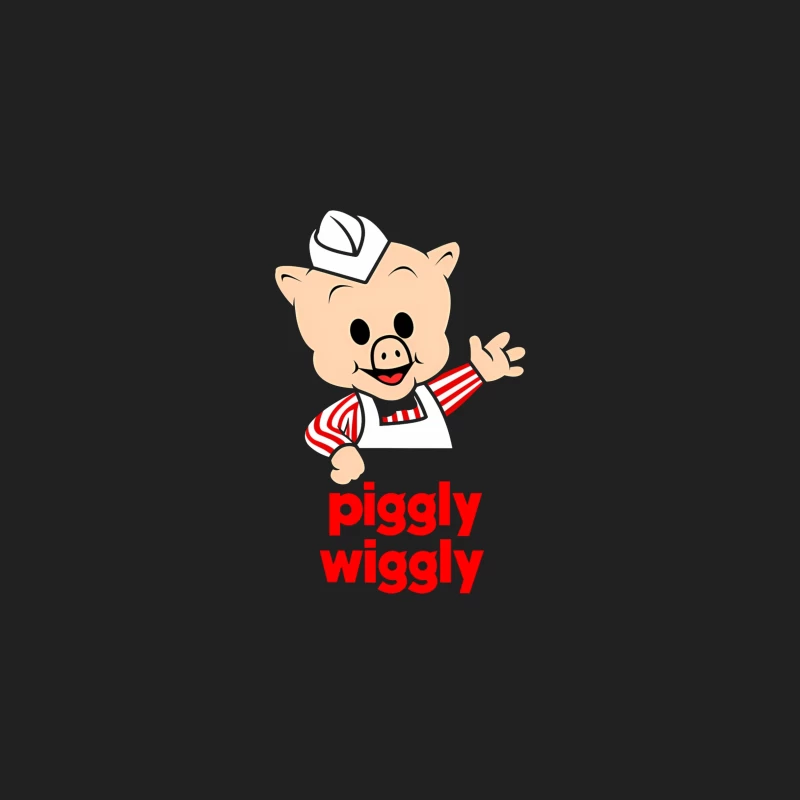 Piggly Wiggly Grocery Store Cartoon Pig Mascot Logo Bucket Hat