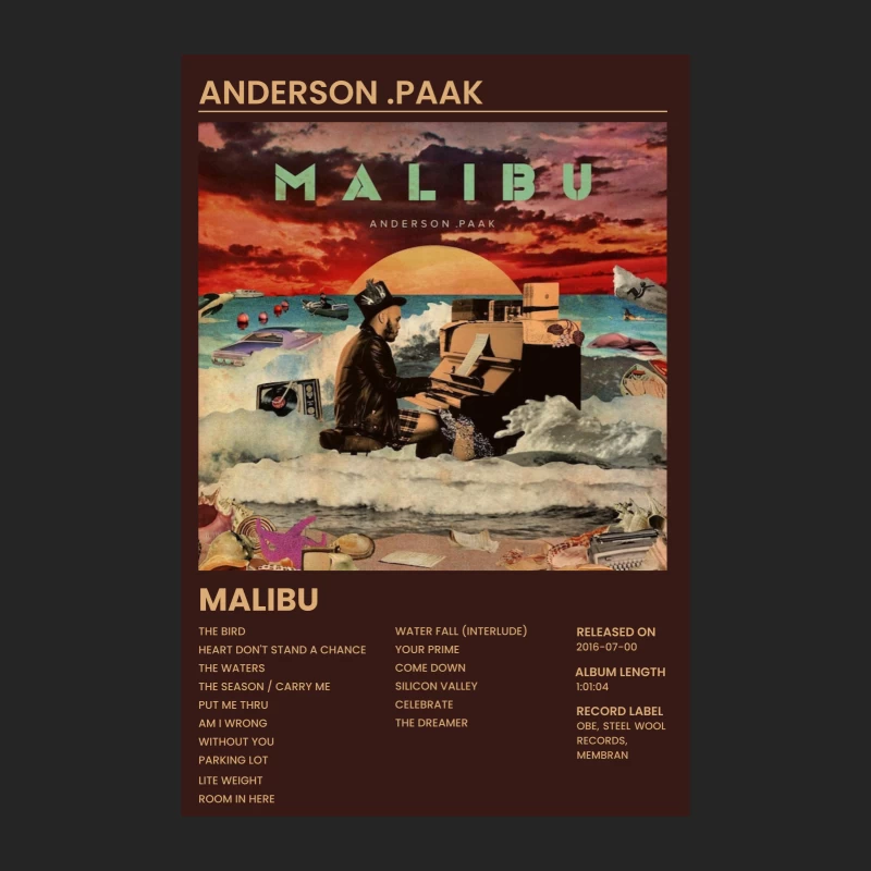 Anderson Paak's Malibu Album Cover: Beach Piano at Sunset Female Pullover Sweatshirt