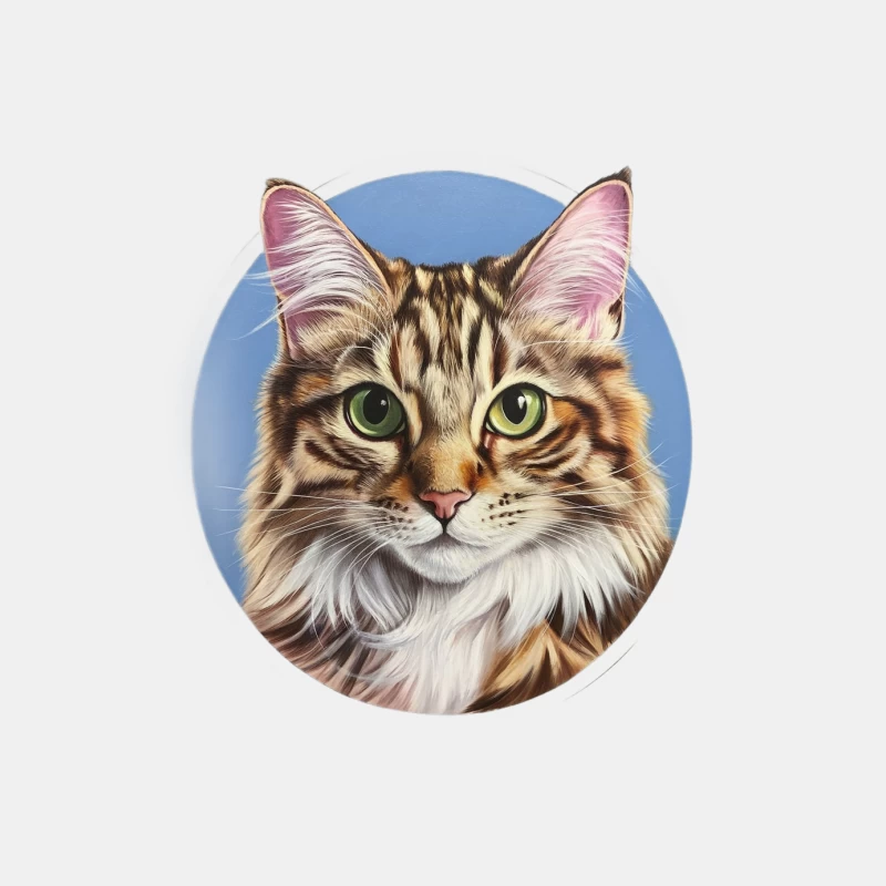 Majestic Maine Coon Cat Portrait in Circular Frame Male Tank Top