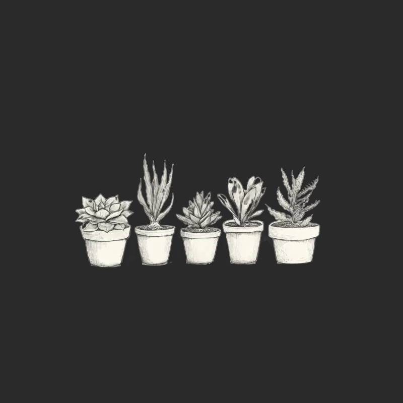 Minimalist Botanical Sketch of Potted Succulents Baseball Cap