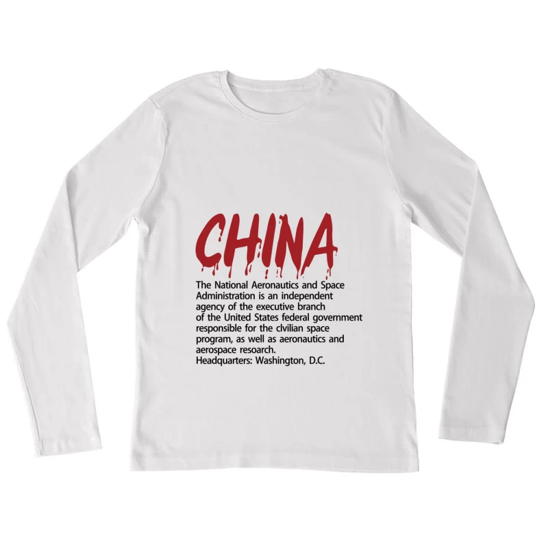 NASA-Information mit China-Schriftzug Damen Langarm T-Shirt