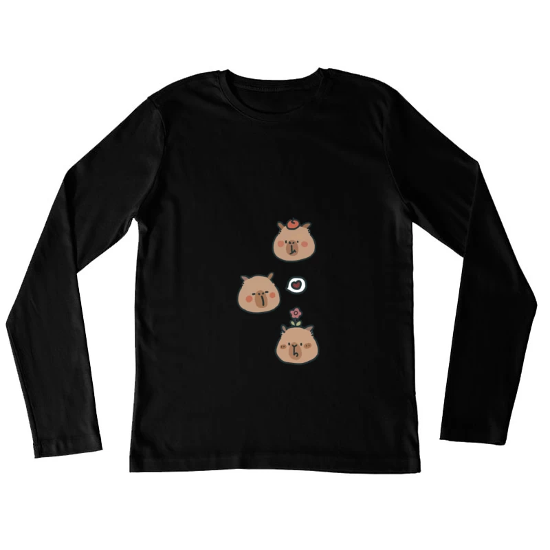 Süße Capybara-Illustrationen Damen Langarm T-Shirt