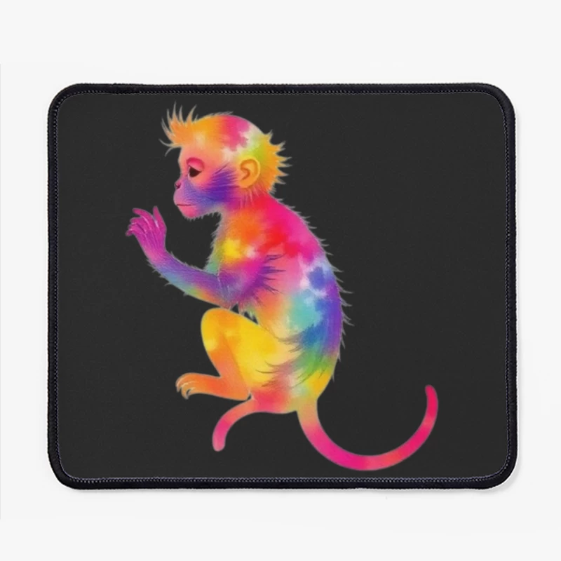 Rainbow Gradient Monkey Art Mouse Pad