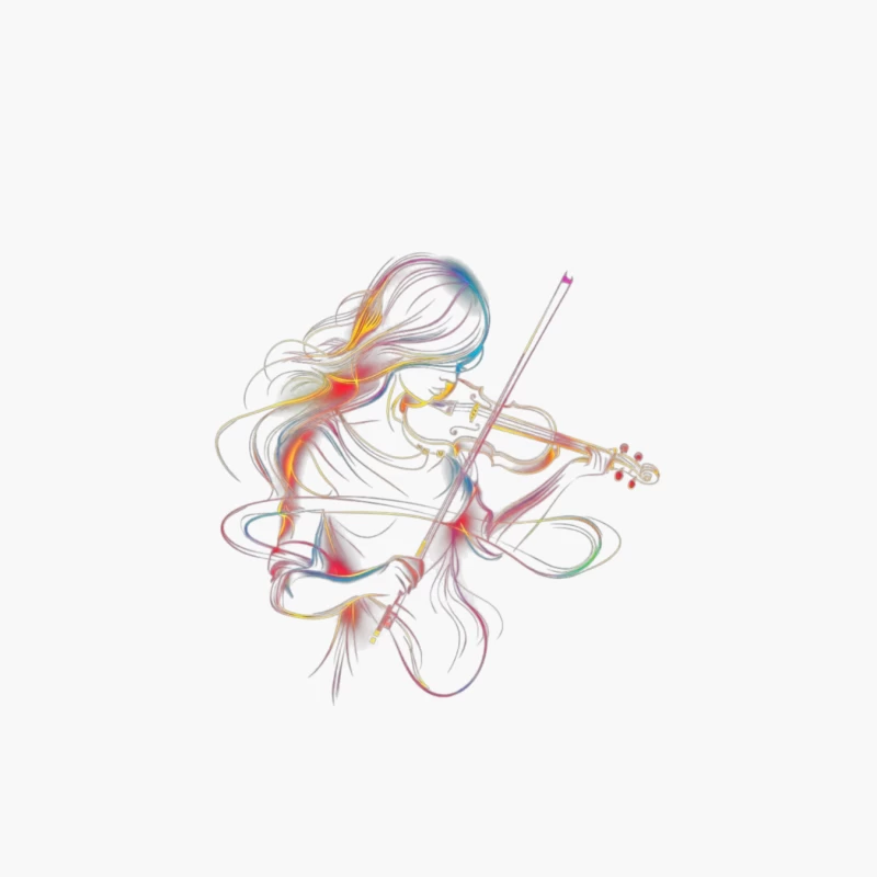 Colorful Violinist Illustration Cotton Tote Bag