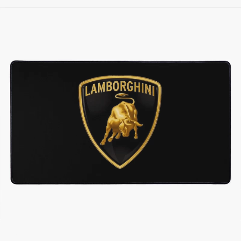 Lamborghini Luxury Automotive Brand Logo with Golden Bull Emblem Desk Mat