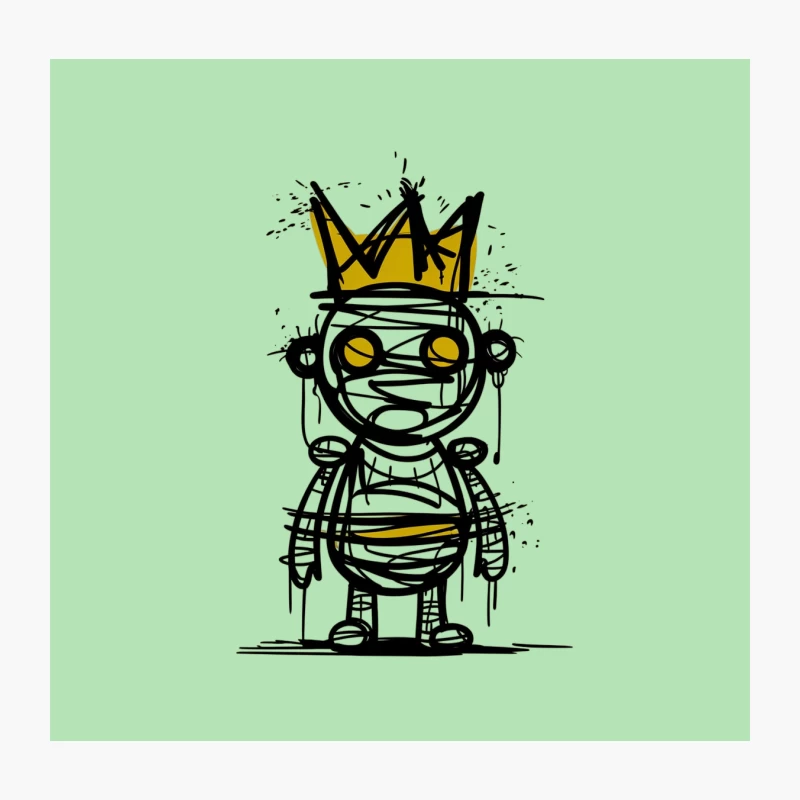 Crowned Mummy Character in Graffiti Street Art Style Throw Pillow