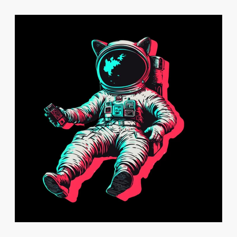 Retro Cosmic Cat Astronaut Taking a Selfie Pin