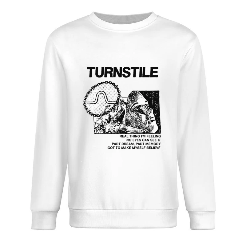 Turnstile Punk Rock Album Cover Art - "Real Thing I'm Feeling" Male Pullover Sweatshirt