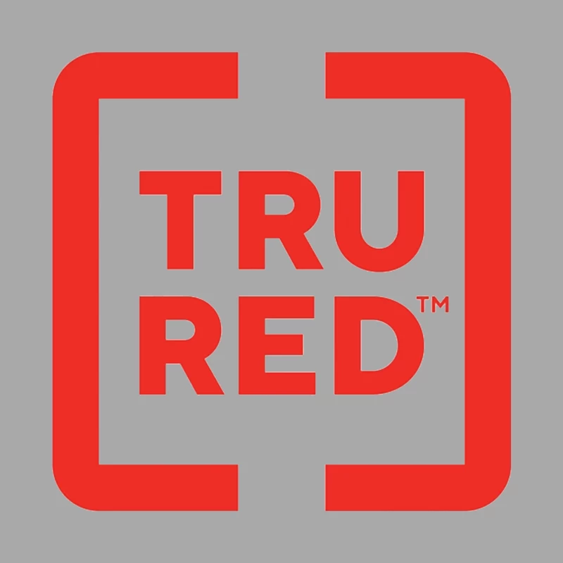 TruRed Minimalist Square Logo Design in Red and White Male Pullover Hoodie