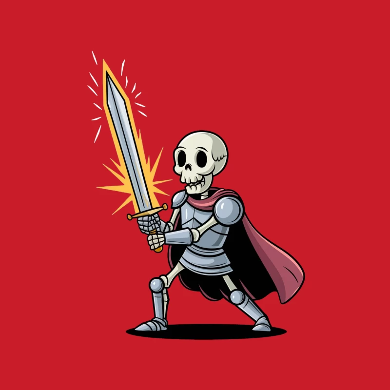 Cartoon Skeleton Knight with Sword in Shining Armor Female Pullover Hoodie