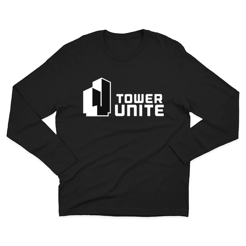 Minimalist Tower Unite Logo Design in Black and White Male Long Sleeve T-Shirt