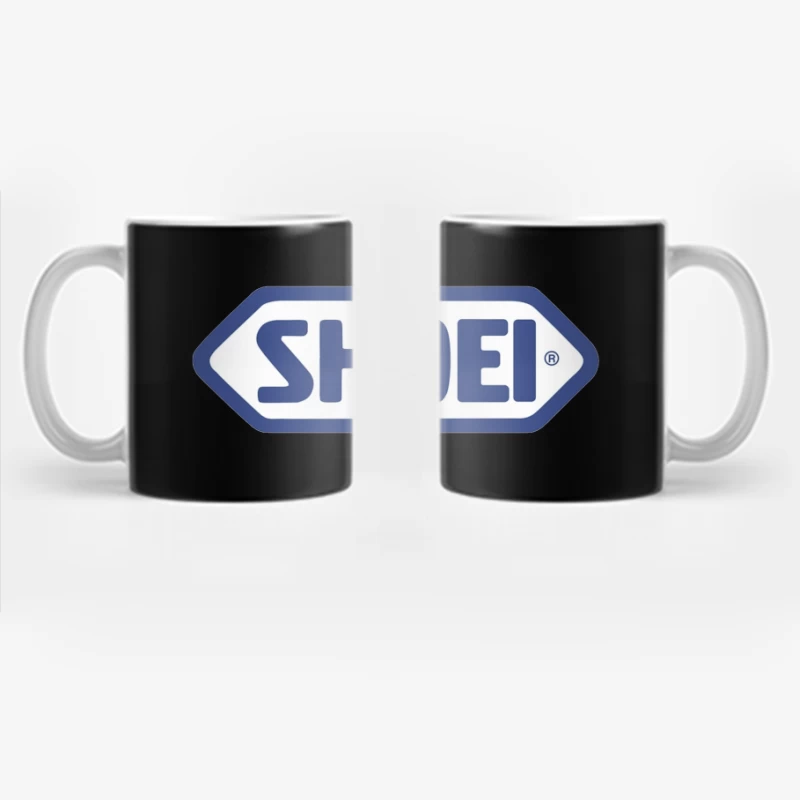 SHOEI Motorcycle Helmet Brand Logo in Blue Coffee Mug