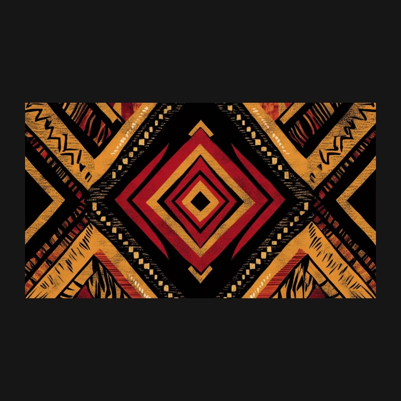 Geometric Tribal Pattern with Warm-Colored African-Inspired Motifs Desk Mat