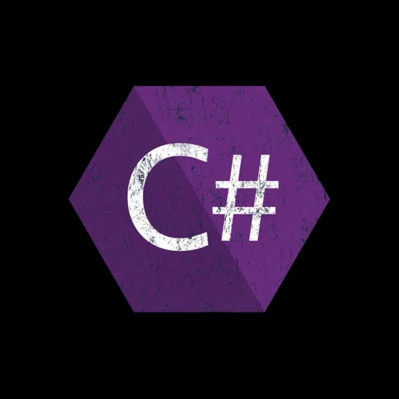 C# Programming Language Logo in Purple Hexagon Pin