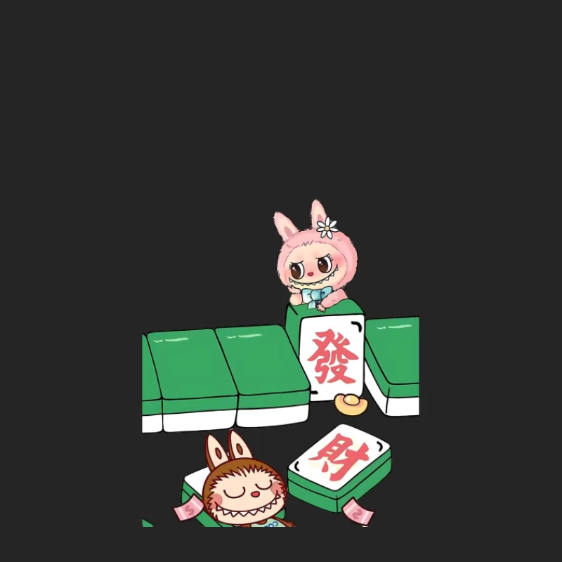 Niedliche Häschen mit Mahjong-Steinen Herren Pullover Sweatshirt