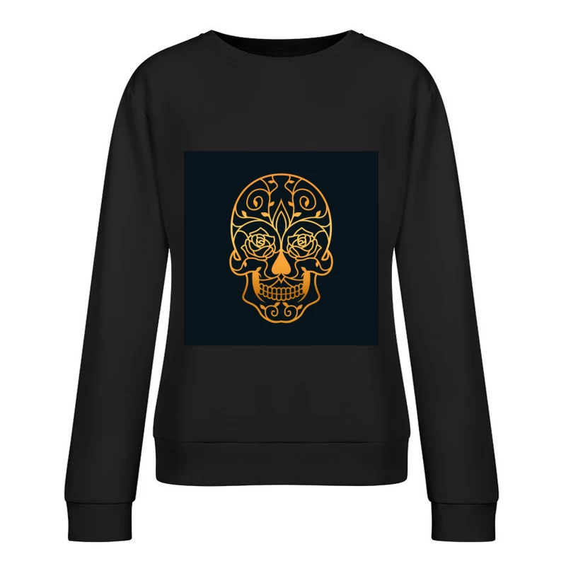 Crâne ornemental avec motifs floraux Femme Sweat-shirt à enfiler