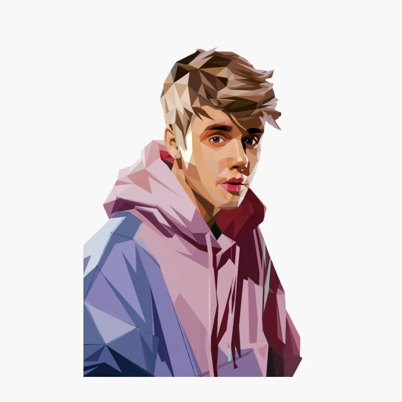 Geometric Portrait of Young Man in Hoodie Cotton Tote Bag