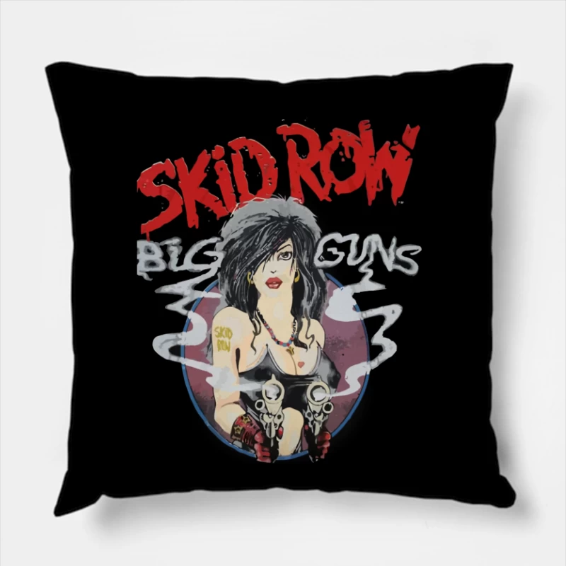 Skid Row Big Guns Vintage Rock Band Artwork Throw Pillow