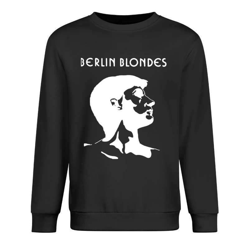 Minimalist Line Art Profile with Berlin Blondes Text Male Pullover Sweatshirt