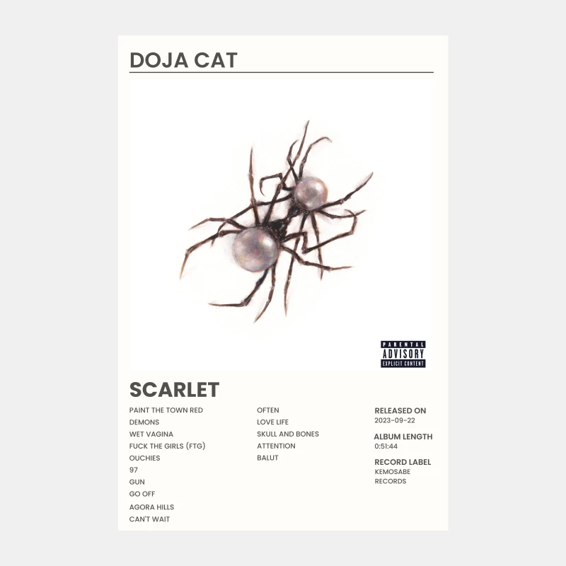 Doja Cat's Explicit Album "Scarlet" with Spider Artwork Male Tank Top