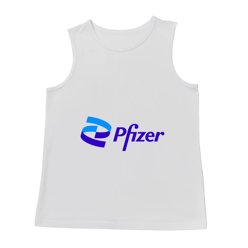 Pfizer Pharmaceutical Company Logo in Blue and Purple Male Tank Top