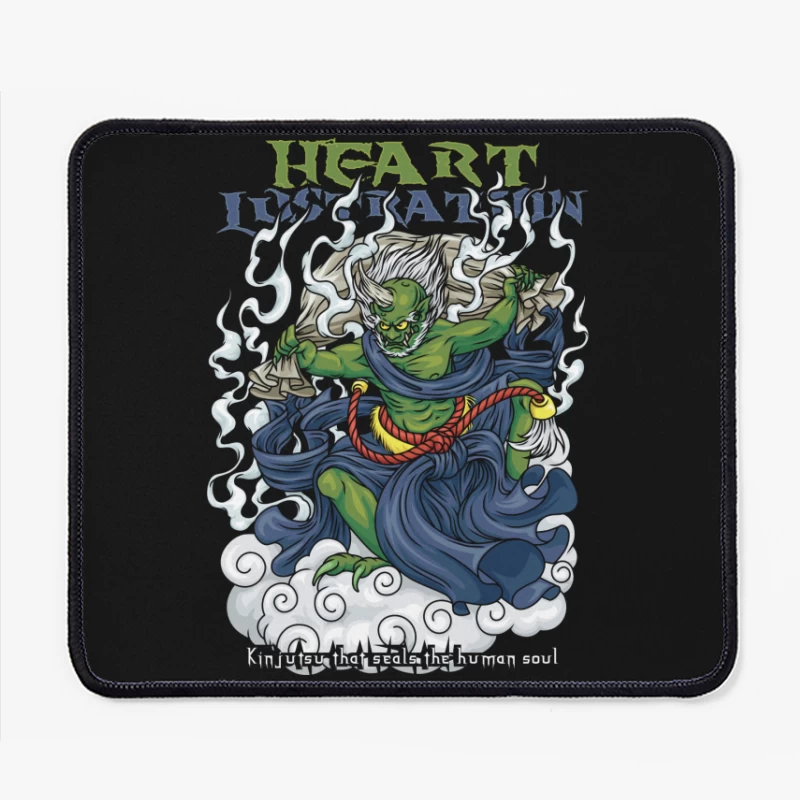 Demon Illustration with Kintsutsu Theme Mouse Pad