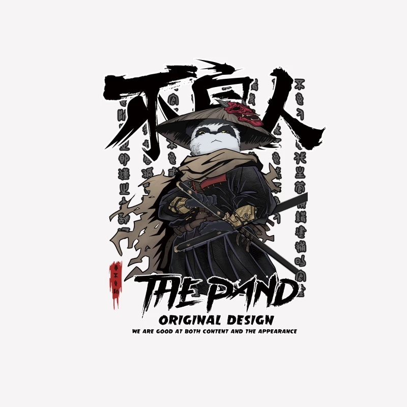 Panda Samurai Illustration Herren T-Shirt