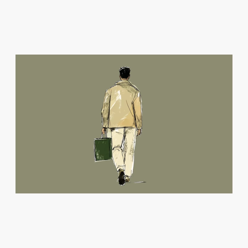Sketched Business Man Walking with Briefcase Travel Mug