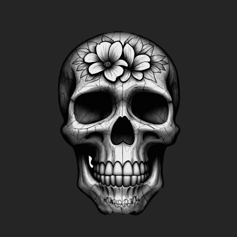 Floral Skull Illustration Male Pullover Sweatshirt