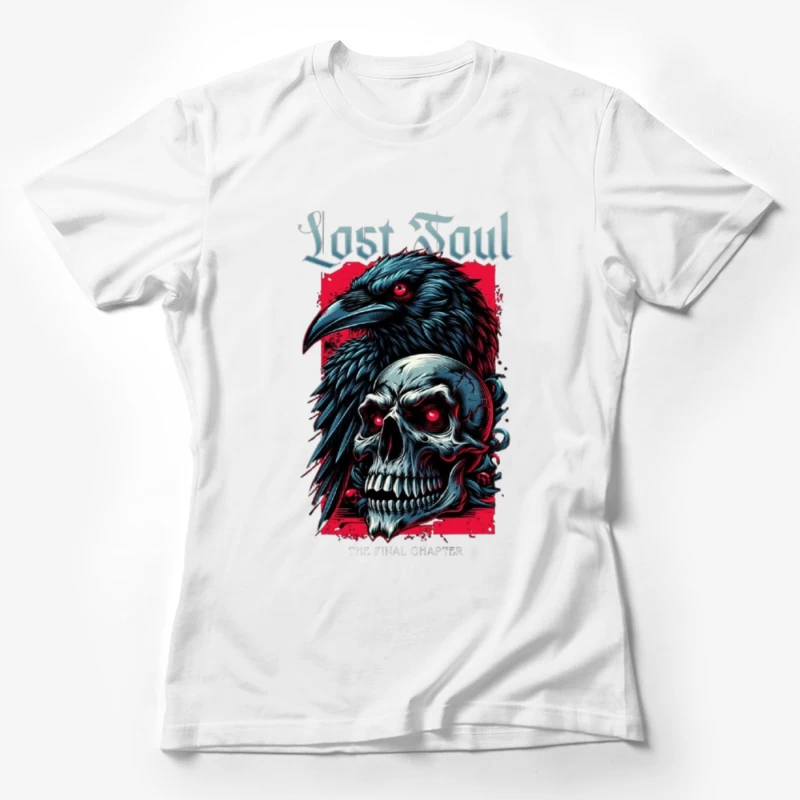 Lost Soul: Gothic Raven and Skull Dark Fantasy Illustration Female T-Shirt