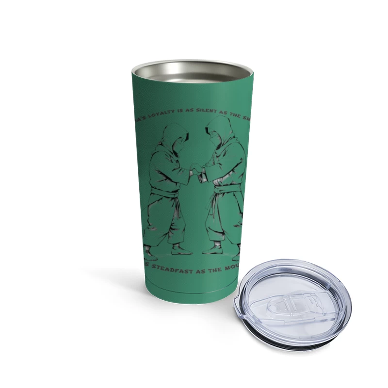 Ninja Brotherhood Loyalty Illustration in Traditional Style Travel Mug