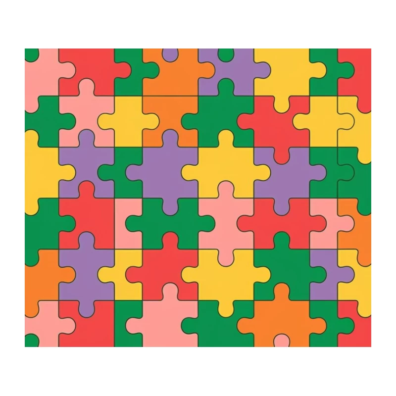 Vibrant Colorful Jigsaw Puzzle Pattern Tapestry