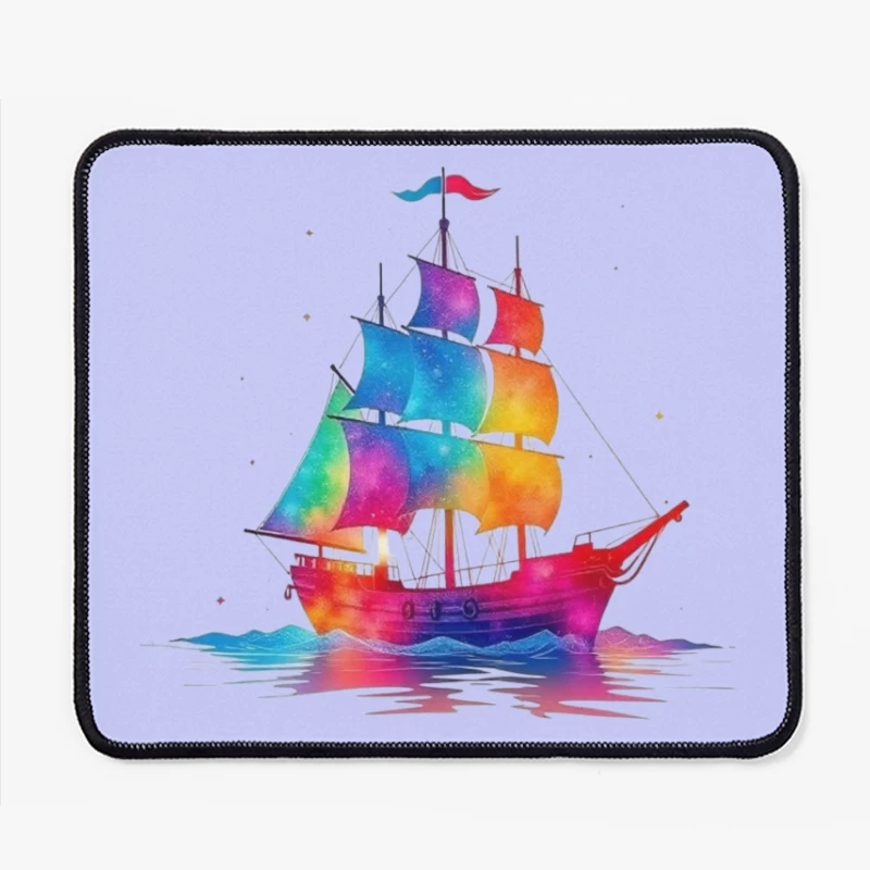 Colorful Sailing Ship Mouse Pad