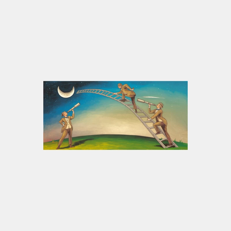 Surreal Lunar Explorers: A Whimsical Night Sky Adventure Male Tank Top