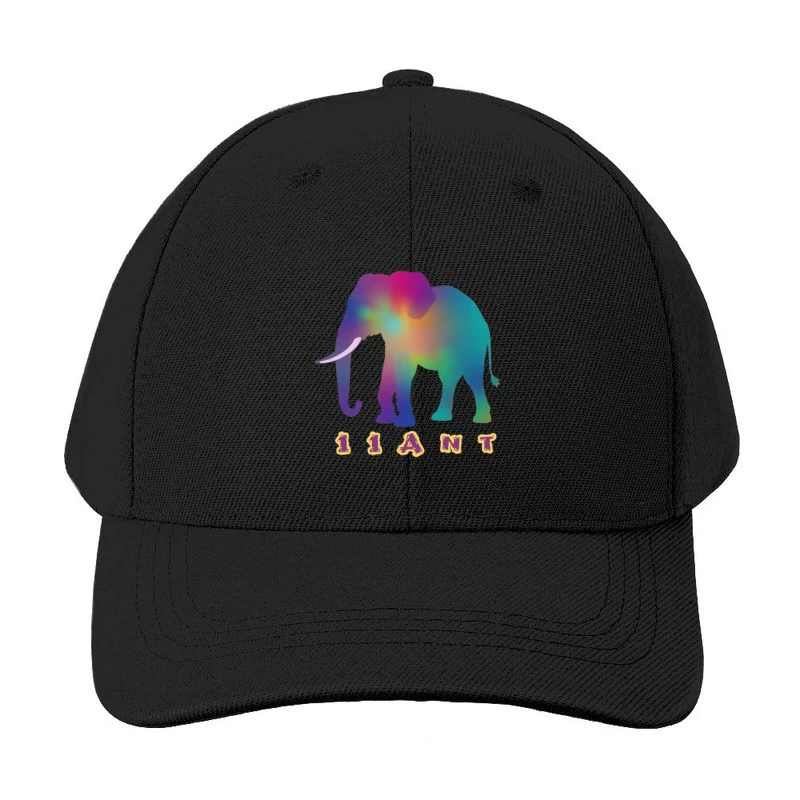 Rainbow Gradient Elephant Silhouette with "11ANT" Text Baseball Cap