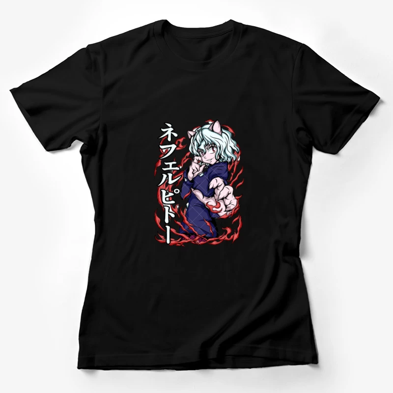 Anime-Charakter mit roten Flammen Damen T-Shirt