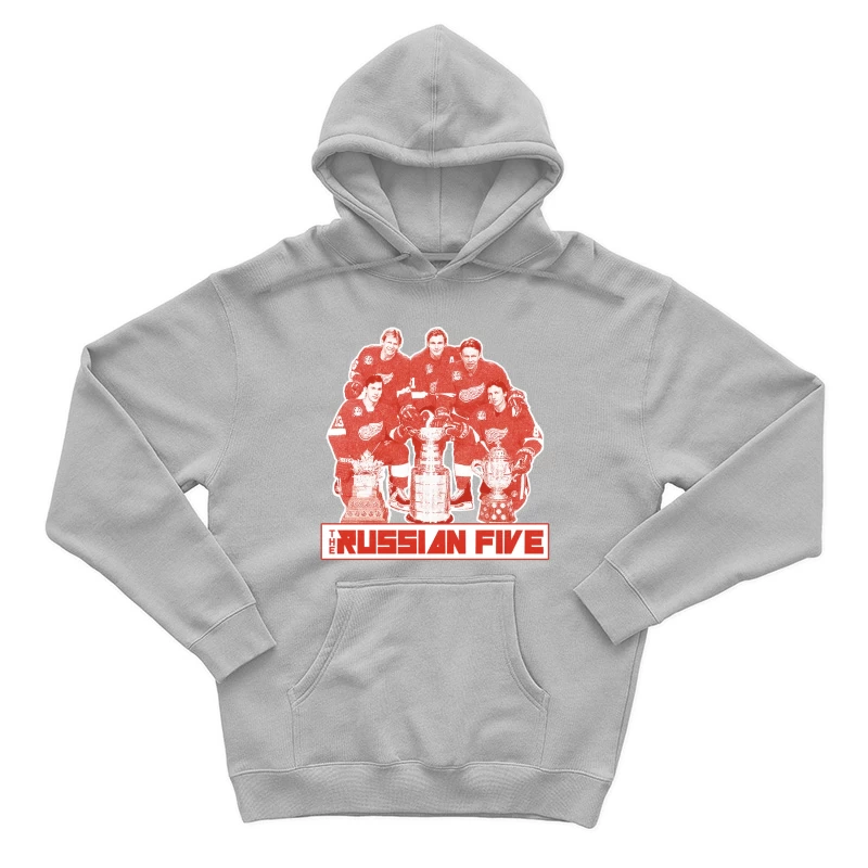 The Russian Five: Legendary Detroit Red Wings Hockey Unit with Championship Trophies Male Pullover Hoodie