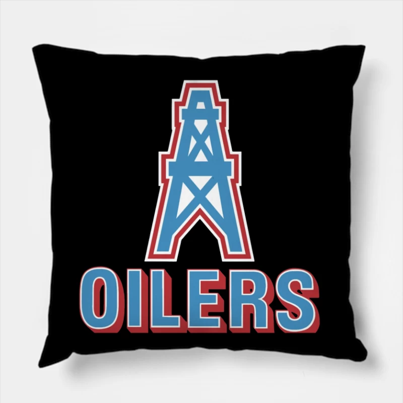 Houston Oilers Vintage NFL Team Logo with Oil Derrick Symbol Throw Pillow