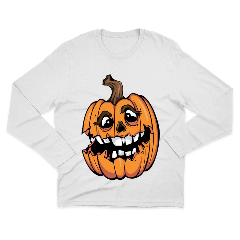 Visage de citrouille d'Halloween animé Homme Manches Longues T-Shirt