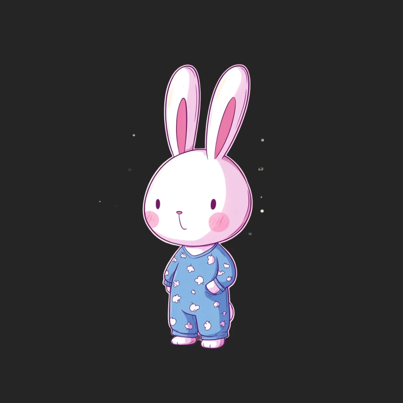 Cute Cartoon Bunny in Blue Cloud Pajamas Male Pullover Sweatshirt