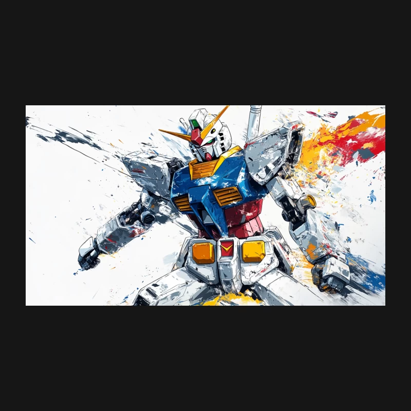 Dynamic Gundam Mecha Painting: Colorful Sci-Fi Action Desk Mat