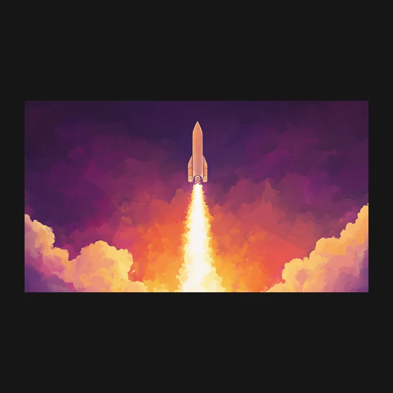 Dramatic Space Shuttle Launch Through Vibrant Clouds Desk Mat