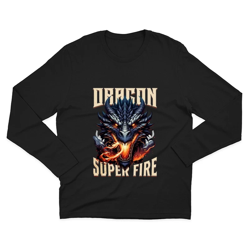 Menacing Dragon Head with Super Fire Flames Male Long Sleeve T-Shirt