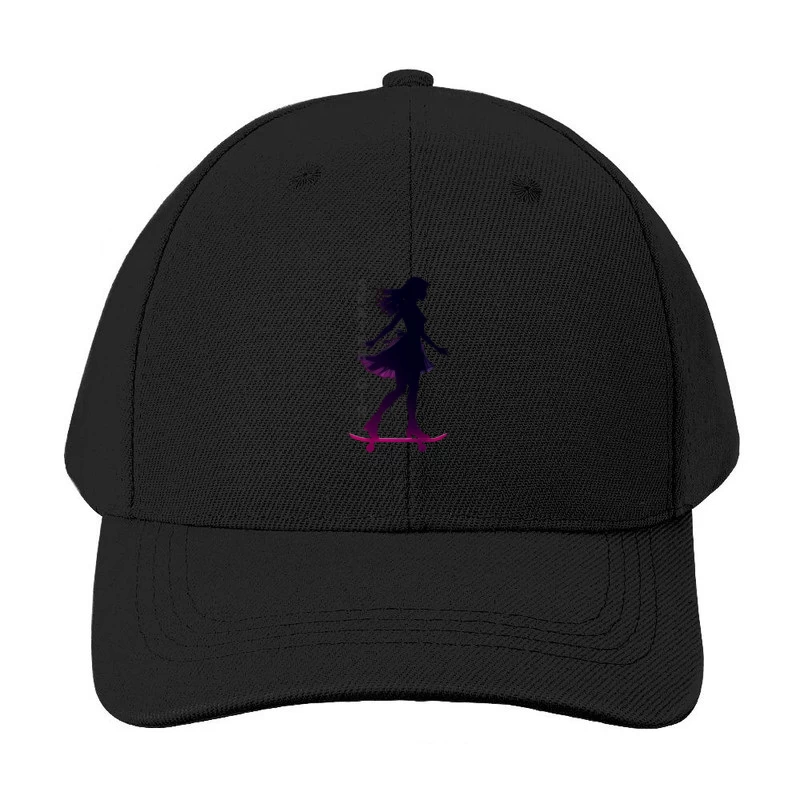 Stylish Skater Girl Silhouette in Pink and Black Baseball Cap