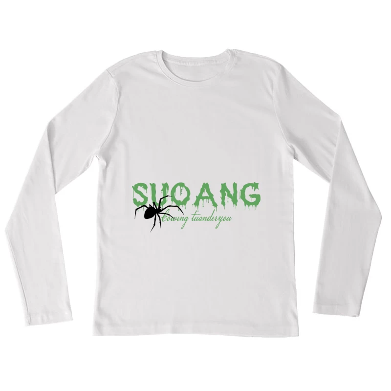 Grüner tropfender Schriftzug SUO ANG Damen Langarm T-Shirt