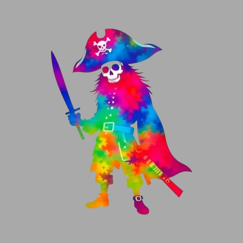 Colorful Pirate Skeleton with Sword Male Pullover Hoodie