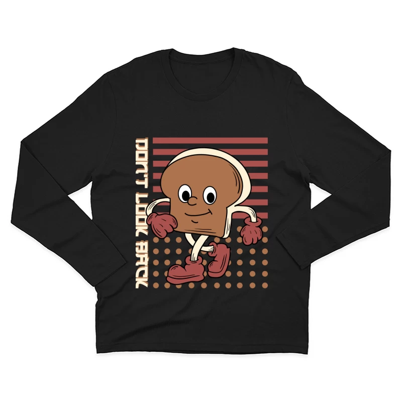 Cheerful Walking Bread Character Male Long Sleeve T-Shirt