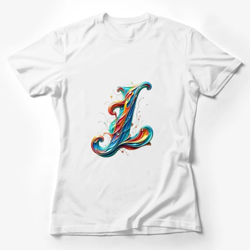 Ornate Quilling Typography: Colorful Letter L Design Female T-Shirt