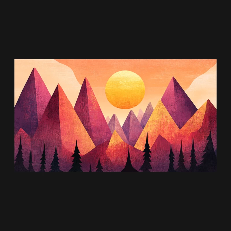 Geometric Sunset Mountains: A Colorful Abstract Landscape Desk Mat